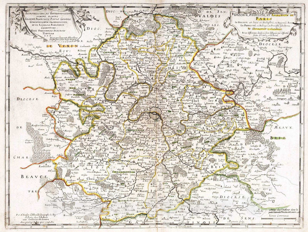 Historic Map : Paris , France, 1704 Paris. , Vintage Wall Art