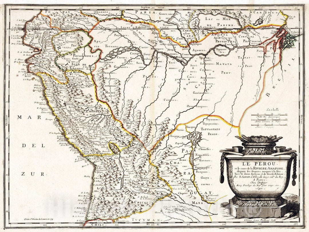 Historic Map : 1699 Bolivia, Peru, Brazil, and Ecuador. - Vintage Wall Art