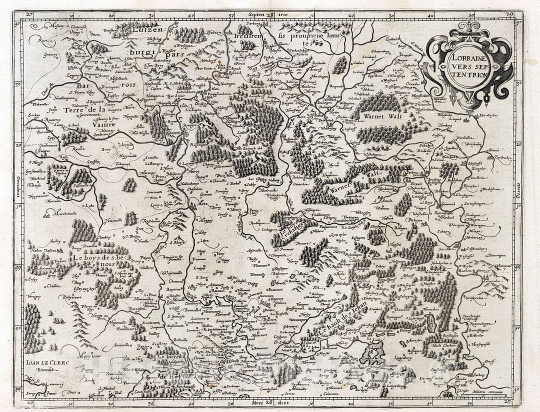 Historic Map : Lorraine , France 1632 Lorraine vers Septentrion. , Vintage Wall Art