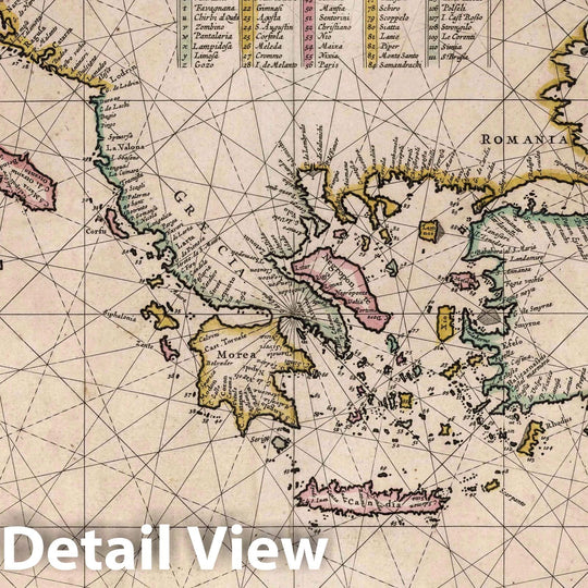 Historic Map : Mediterranean Sea 1667 Paskaerte Van't Oostelyckste der Middeland Sche Zee. , Vintage Wall Art