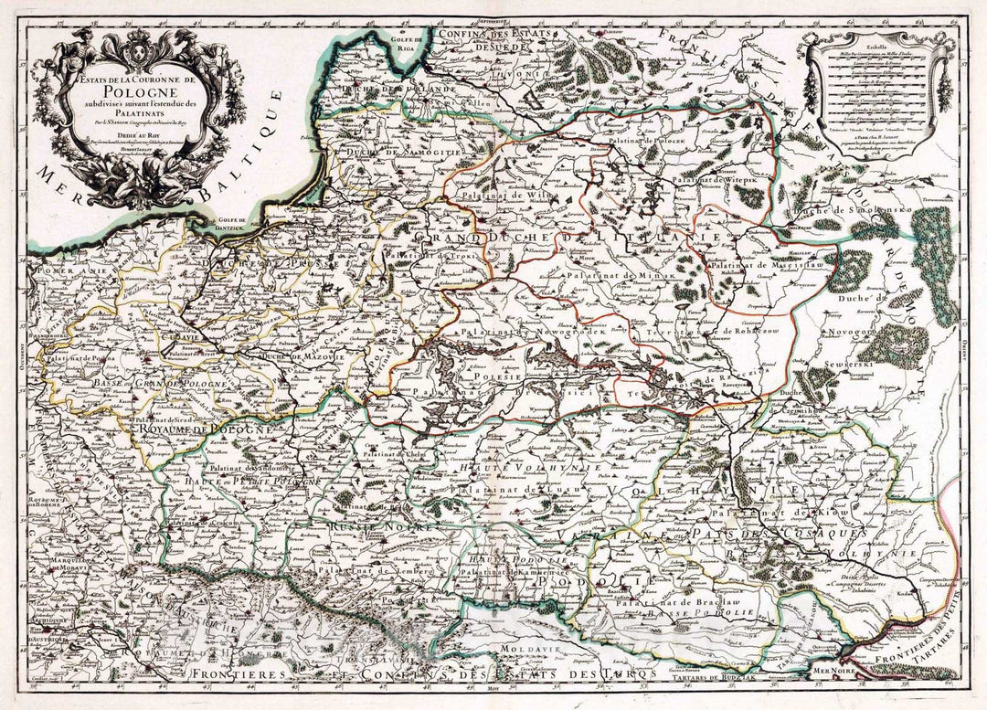 Historic Map : Poland, 1708 Estats de la Couronne de Pologne. , Vintage Wall Art