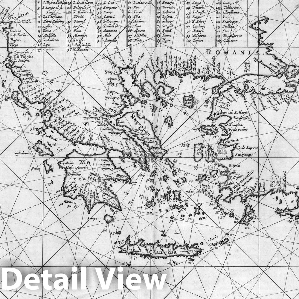 Historic Map : Eastern Mediterranean Sea 1650 Pascaarte Middelandsche Zee, Tabula Hydrographica, Maris Mediterranei. v2 , Vintage Wall Art