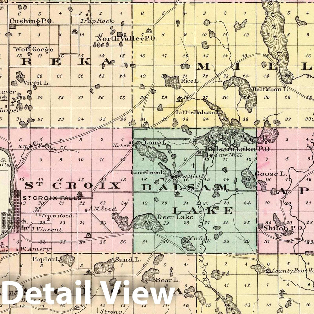 Historic Map : 1878 Map of Polk County, State of Wisconsin. - Vintage Wall Art