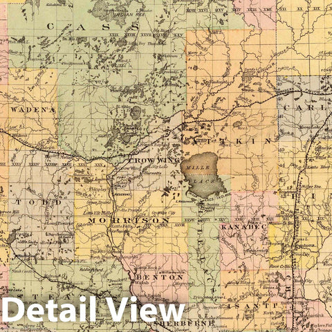 Historic Map : Map of the State of Minnesota, 1874. - Vintage Wall Art