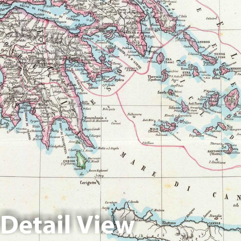 Historic Map : Greece, Ionian Islands 1846 Regno di Grecia, e Repubblica delle Isole Jonie. , Vintage Wall Art