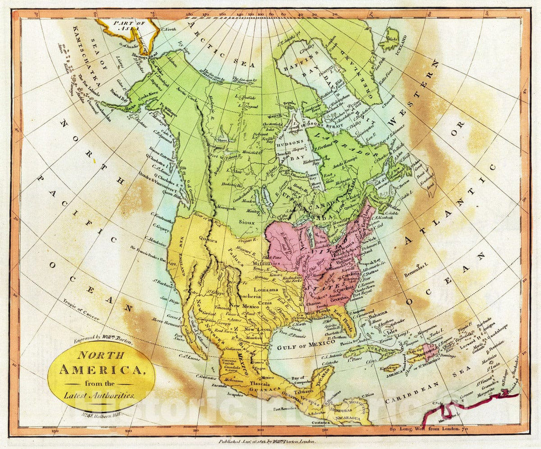 Historic Map : 1812 North America. - Vintage Wall Art