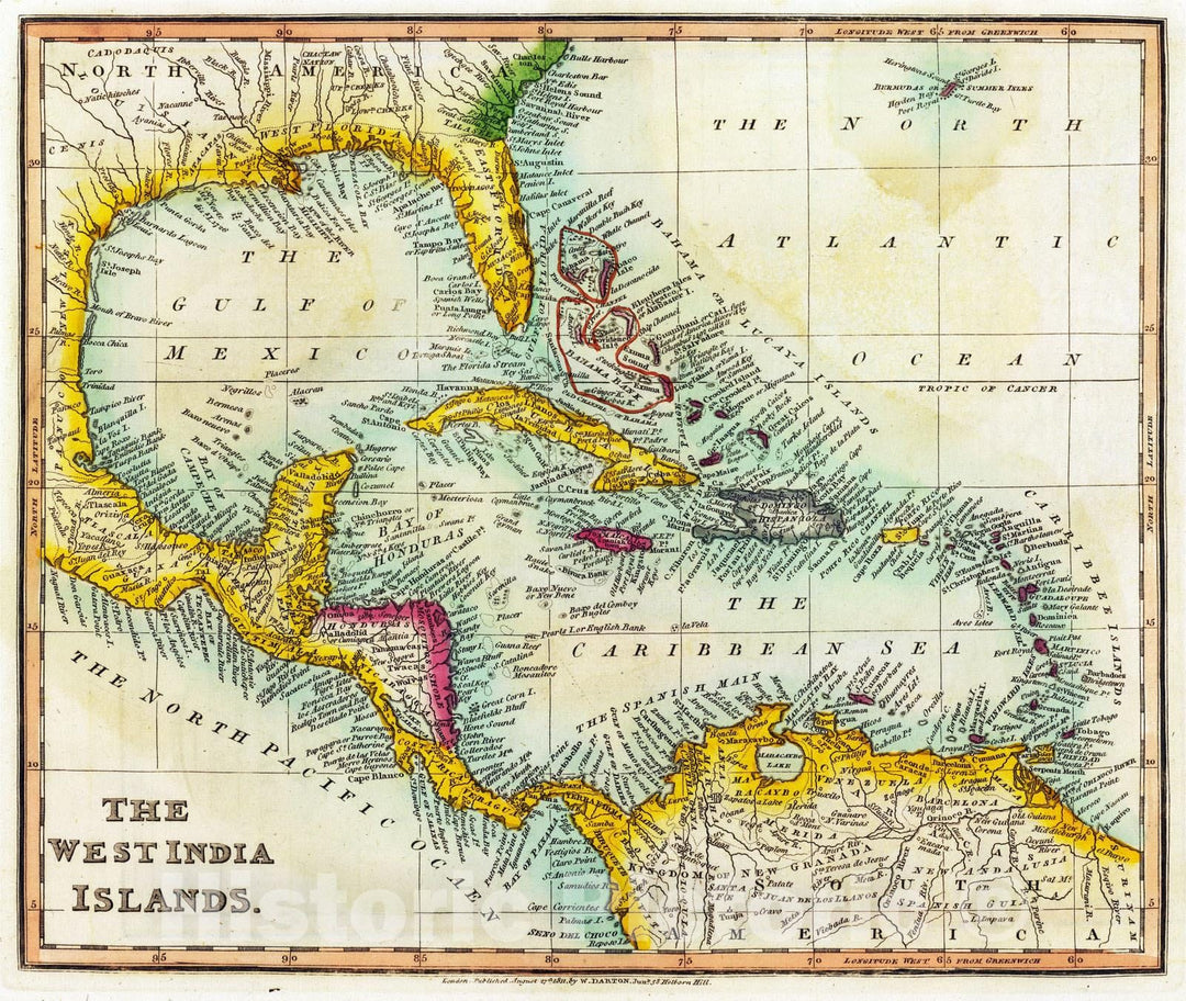 Historic Map : 1811 West India Islands. - Vintage Wall Art