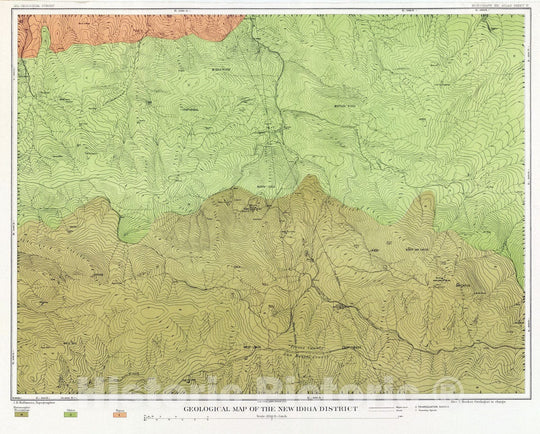 Historic Map : Geologic Atlas - 1887 Geological Map of the New Idria District. - Vintage Wall Art