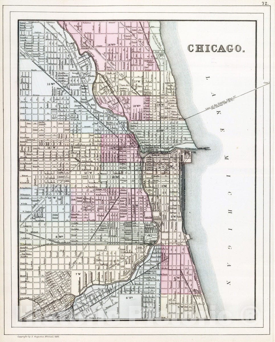 Historic Map of Chicago, Illinois (IL), 1885 - Vintage Wall Art