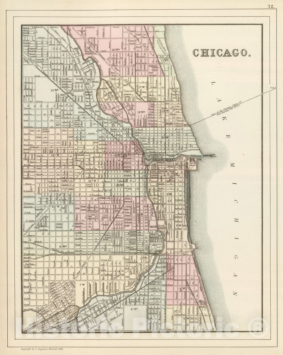 Historic Map - World Atlas - 1885 Chicago. - Vintage Wall Art