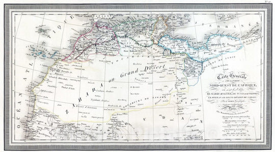 Historic Map : Algeria; Morocco, Northwest Africa 1826 Nord-Ouest de l'Afrique. , Vintage Wall Art