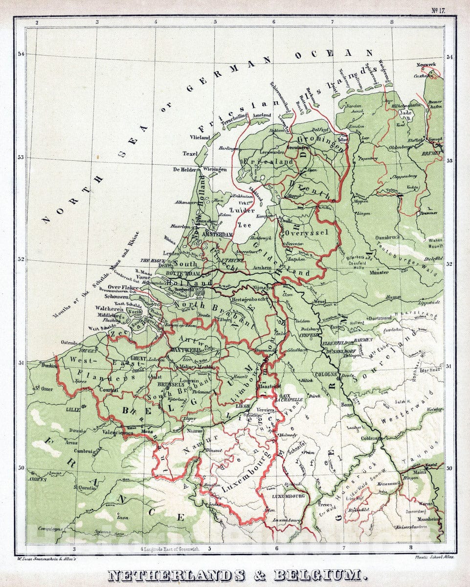 Historic Map : 1880 Netherlands & Belgium. v1 - Vintage Wall Art