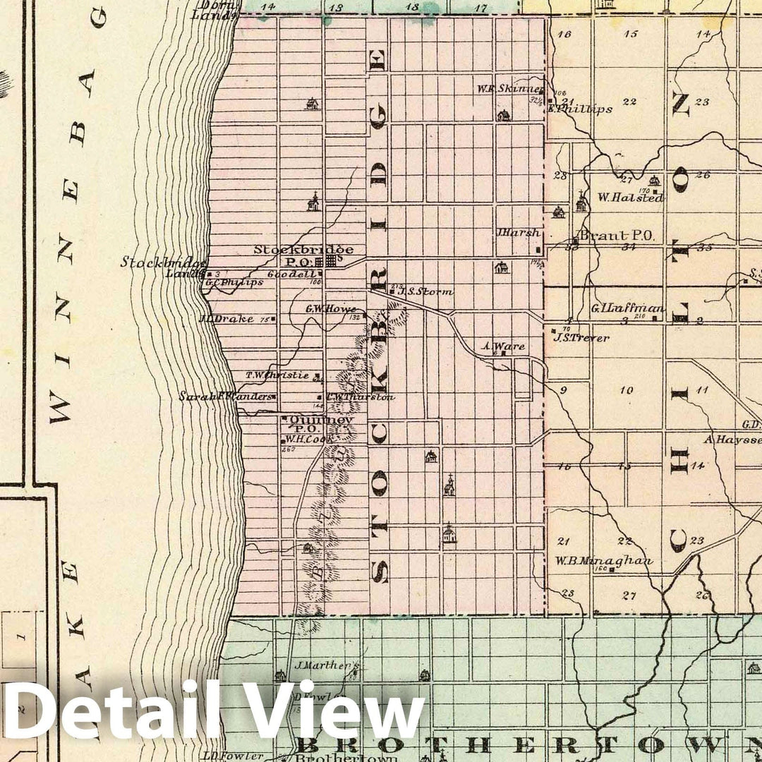 Historic Map : 1878 Map of Calumet County, State of Wisconsin, and Gravesville and Chilton. - Vintage Wall Art