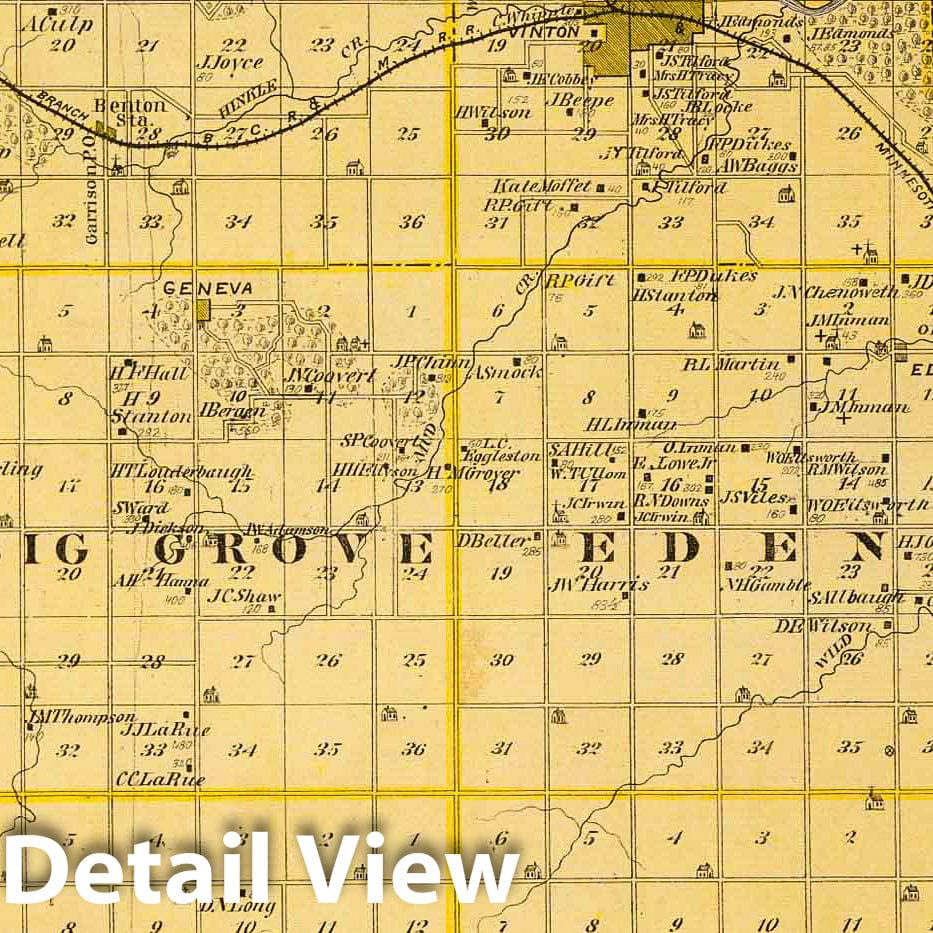 Historic Map : 1875 Map of Benton County, State of Iowa. - Vintage Wall Art