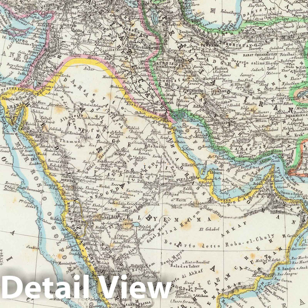 Historic Map : Middle East, Asia 1856 Turchia Asiatica, Arabia, Persia, Afghanistan, Herat, Belutchistan. , Vintage Wall Art