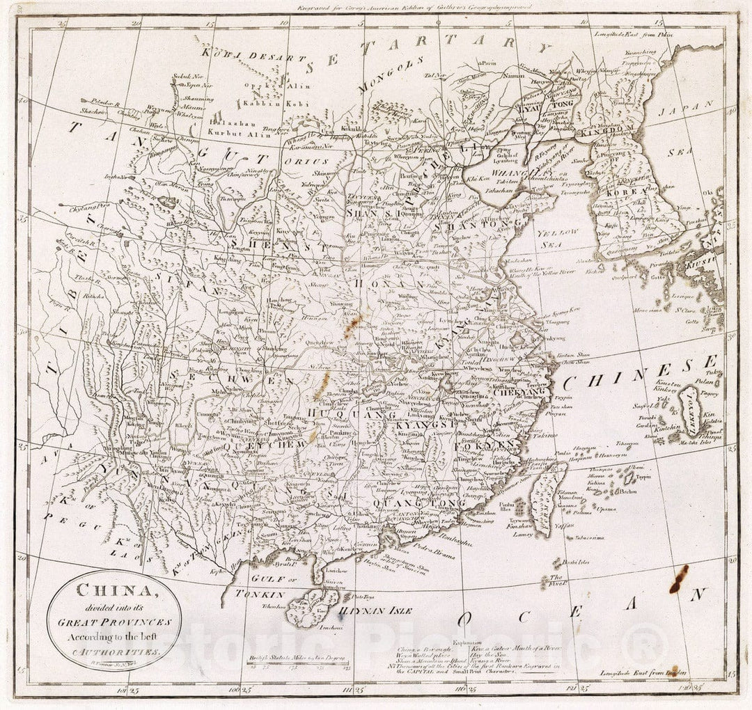 Historic Map : 1811 China, divided into it's Great Provinces. - Vintage Wall Art