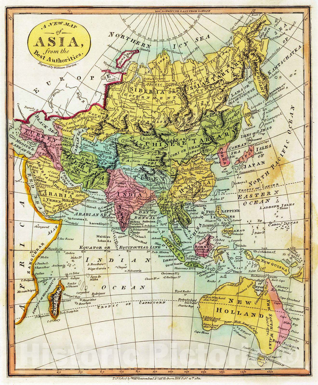 Historic Map : 1811 Asia. v2 - Vintage Wall Art