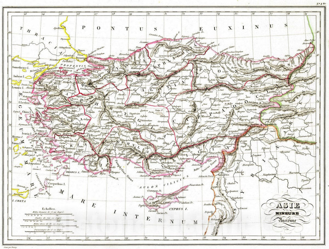 Historic Map : Turkey, 1837 Asie Mineure ancienne. , Vintage Wall Art