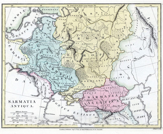 Historic Map : Russian Federation; Ukraine, 1801 Sarmatia Antiqua. , Vintage Wall Art