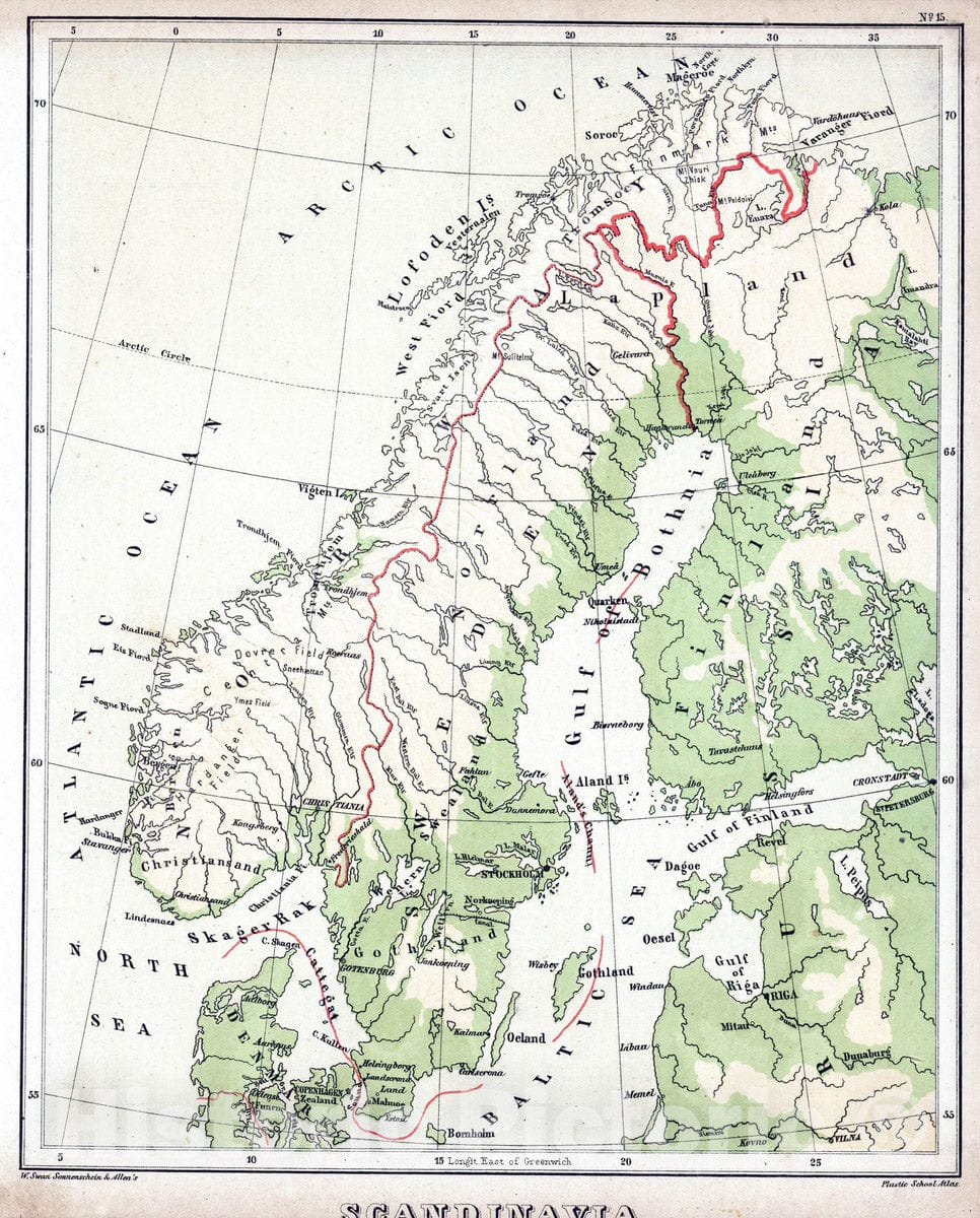 Historic Map : 1880 Scandinavia. v1 - Vintage Wall Art