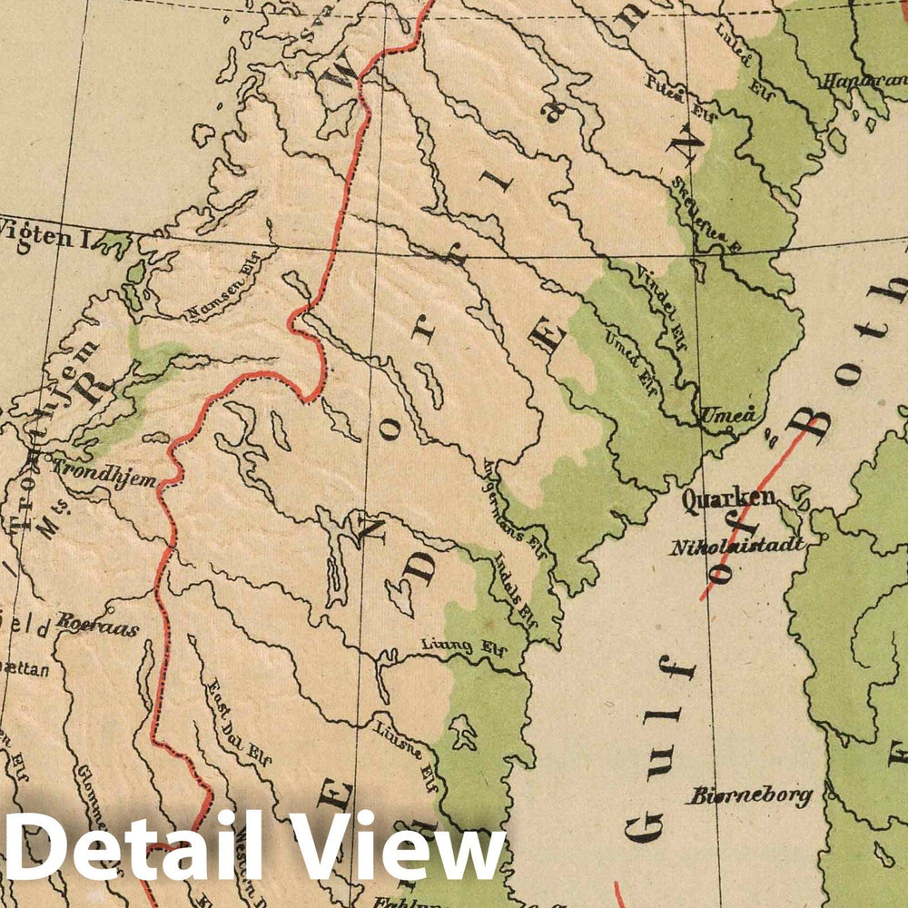 Historic Map : 1880 Scandinavia. v1 - Vintage Wall Art