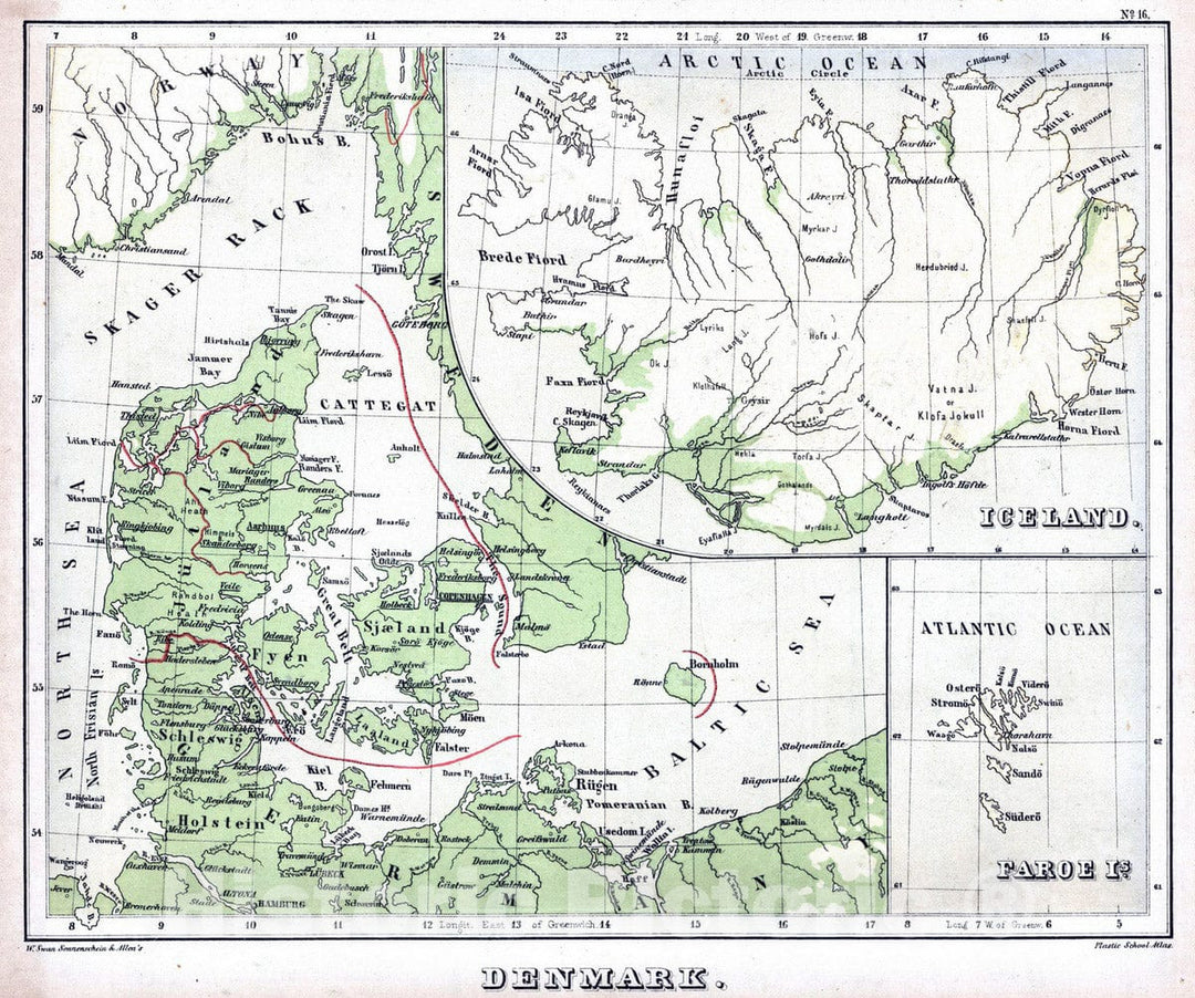 Historic Map : 1880 Iceland. Faroe Is. Denmark. v2 - Vintage Wall Art