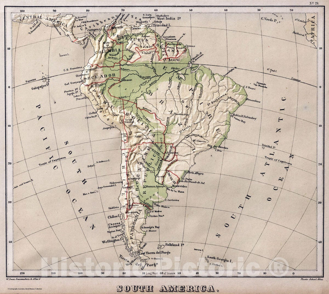 Historic Map : 1880 South America. v2 - Vintage Wall Art