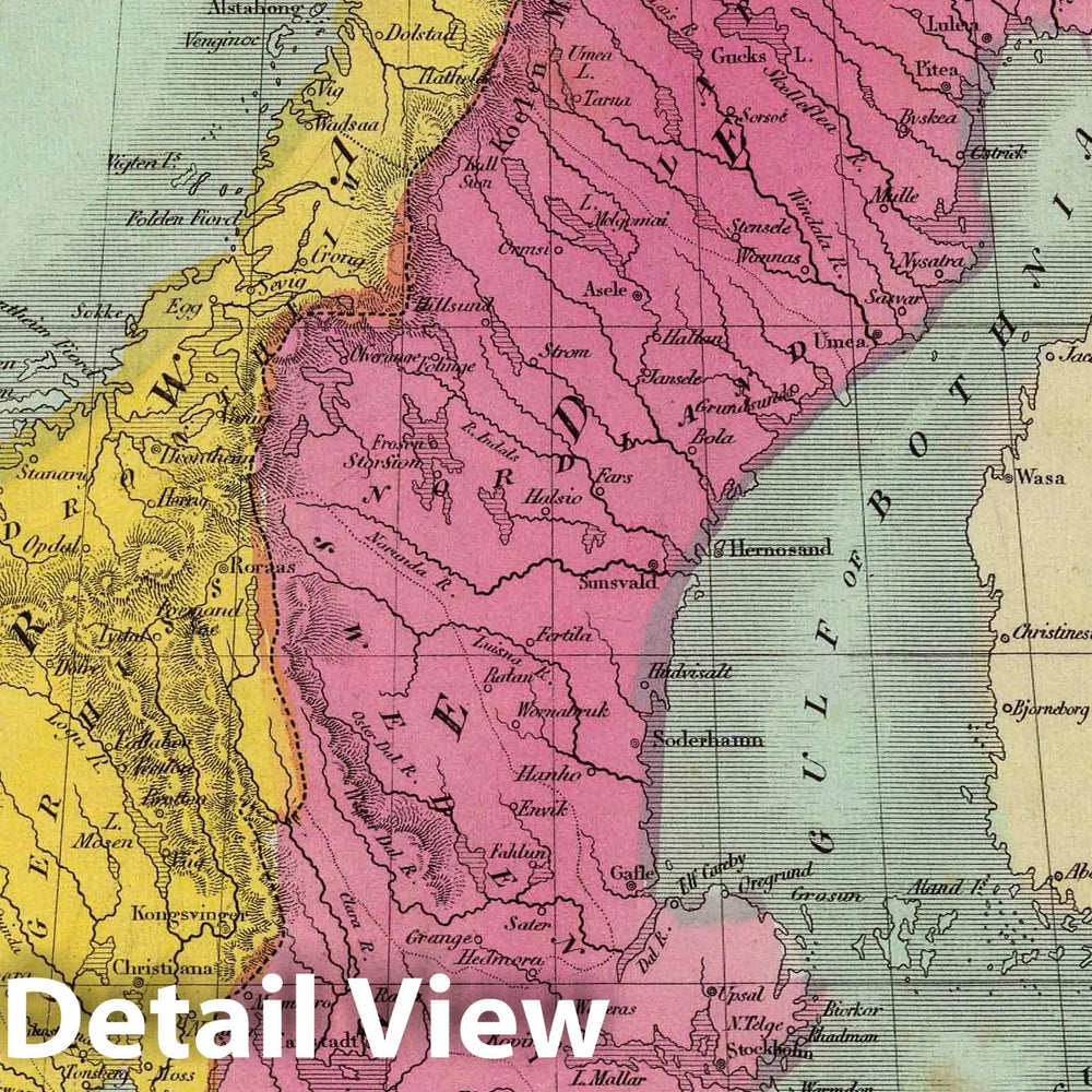 Historic Map : 1835 Denmark Sweden & Norway. - Vintage Wall Art