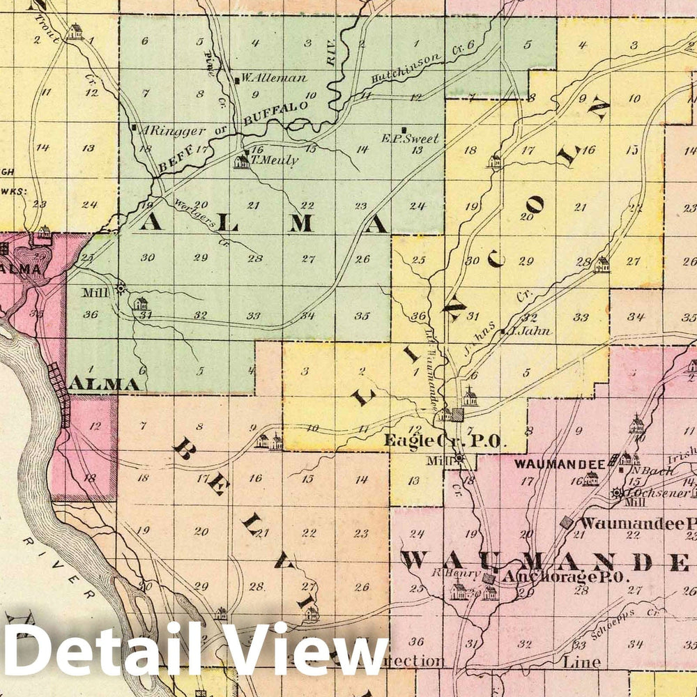 Historic Map : 1878 Map of Buffalo County and Village of Alma, State of Wisconsin. - Vintage Wall Art