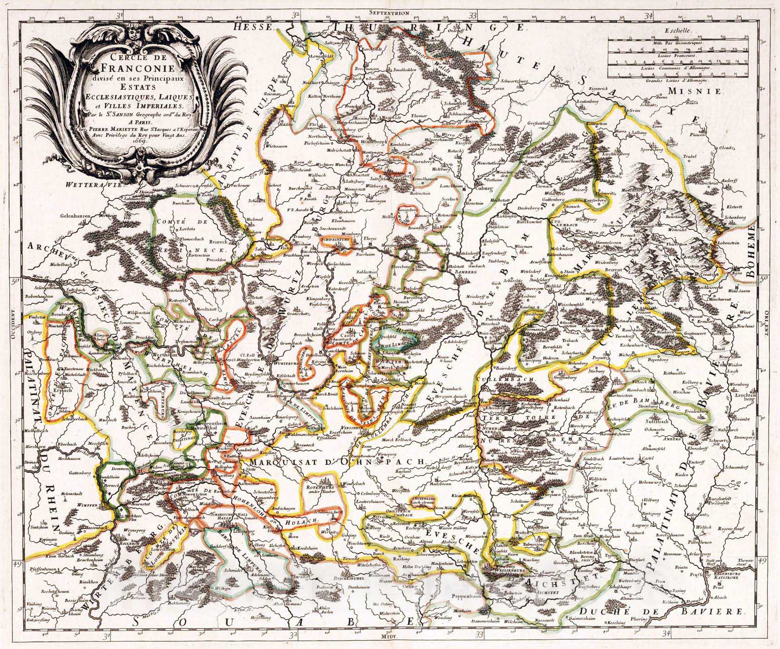 Historic Map : 1669 Franconia, Germany. - Vintage Wall Art