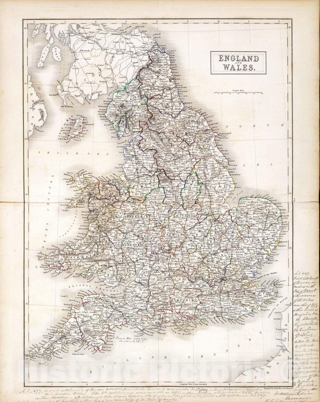 Historic Map : 1841 England and Wales. - Vintage Wall Art