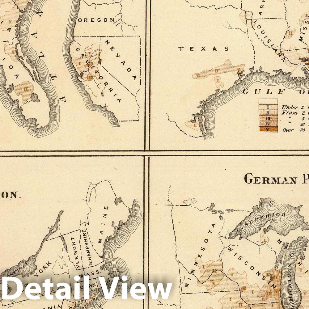 Historic Map : United States Census maps, 1870. - Vintage Wall Art