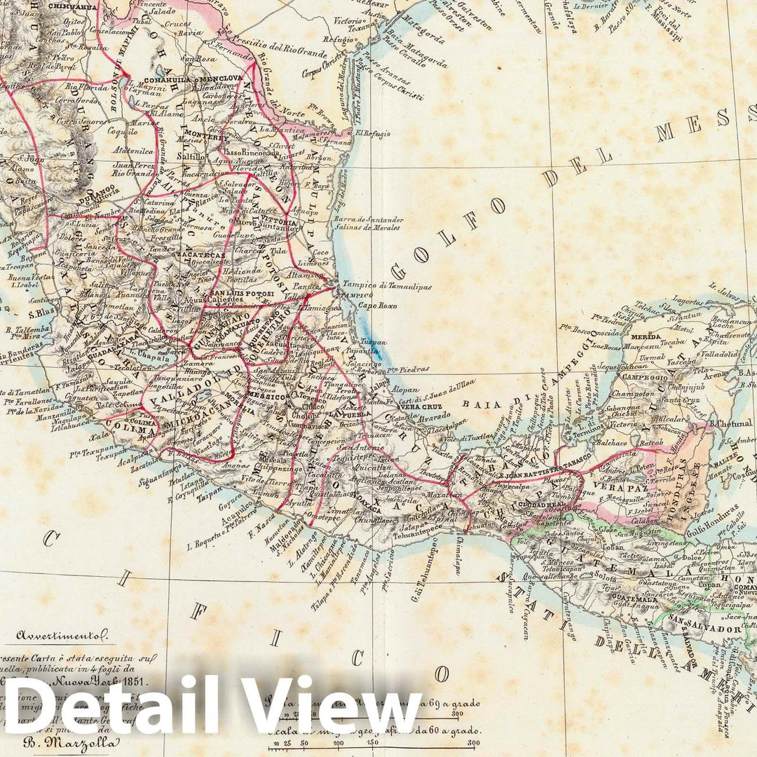 Historic Map : Mexico; Panama, , Central America 1854 Messico e Stati dell'America Centrale; Istmo di Panama. , Vintage Wall Art