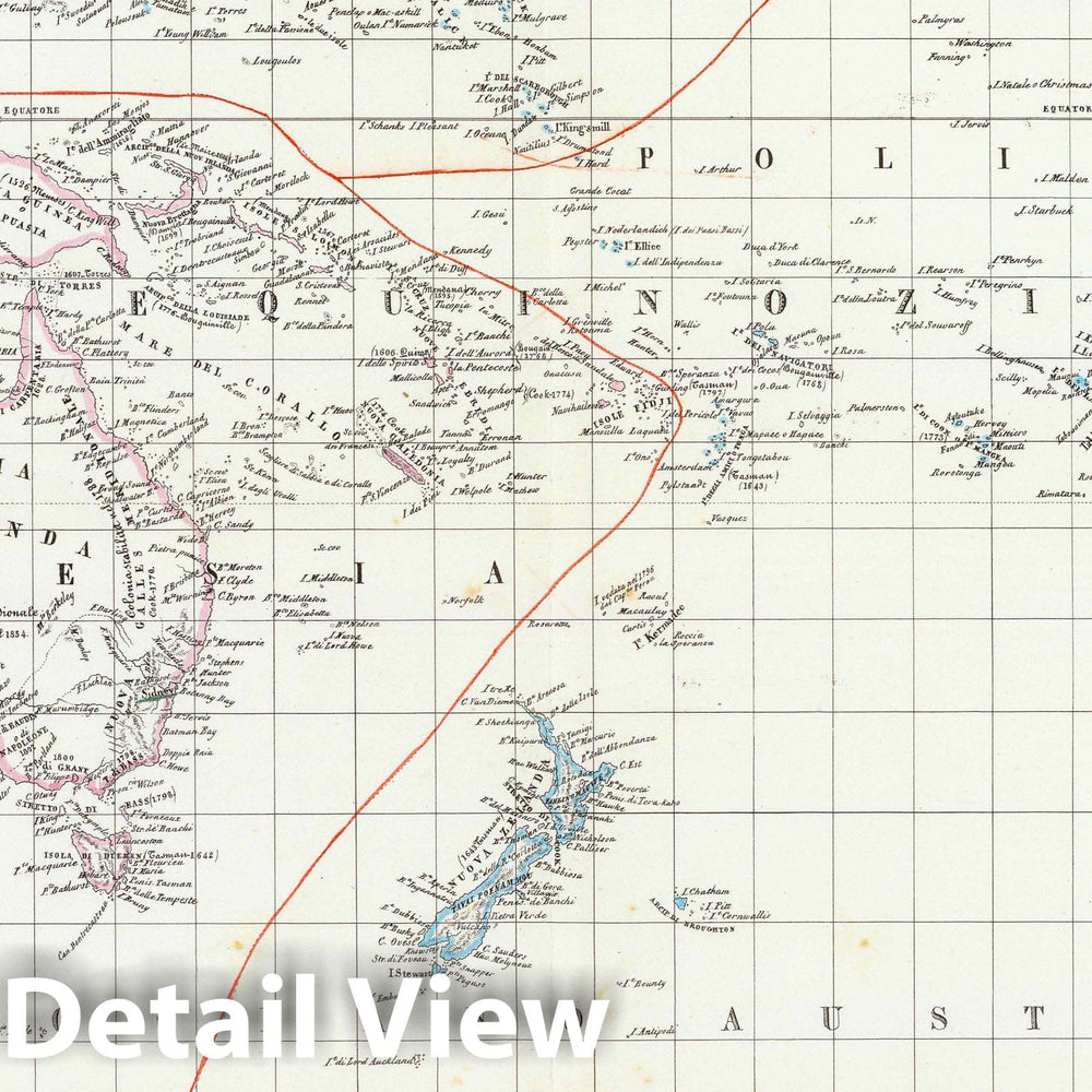 Historic Map : 1841 Carta generale dell'Oceania. - Vintage Wall Art