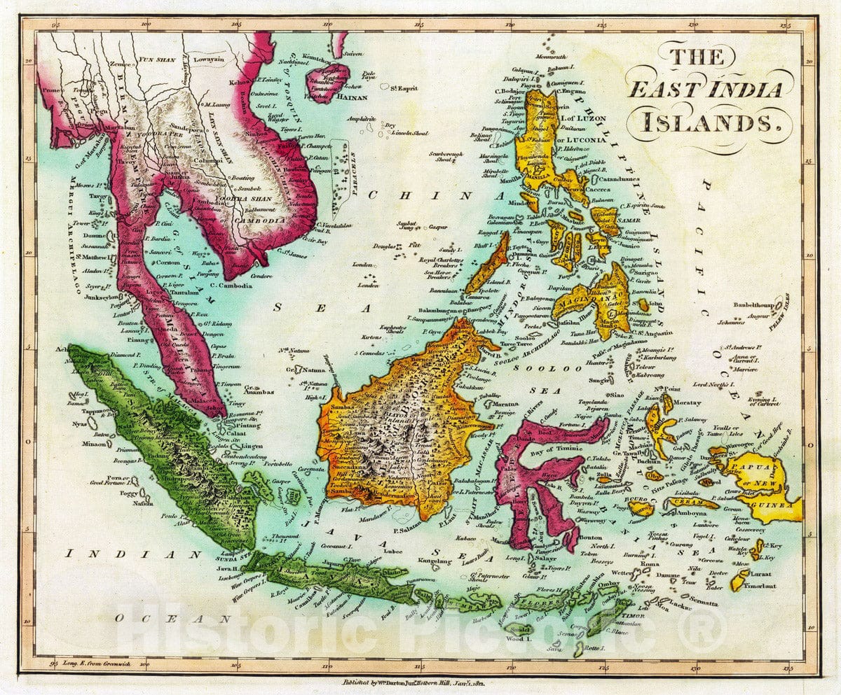 Historic Map : 1812 East India Islands. - Vintage Wall Art