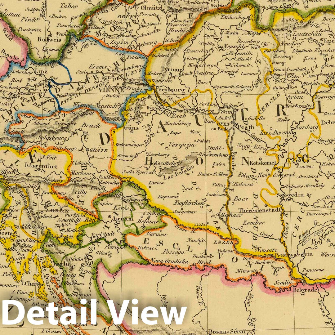 Historic Map : Austria; Czech Republic, 1837 Empire d'Autriche. , Vintage Wall Art