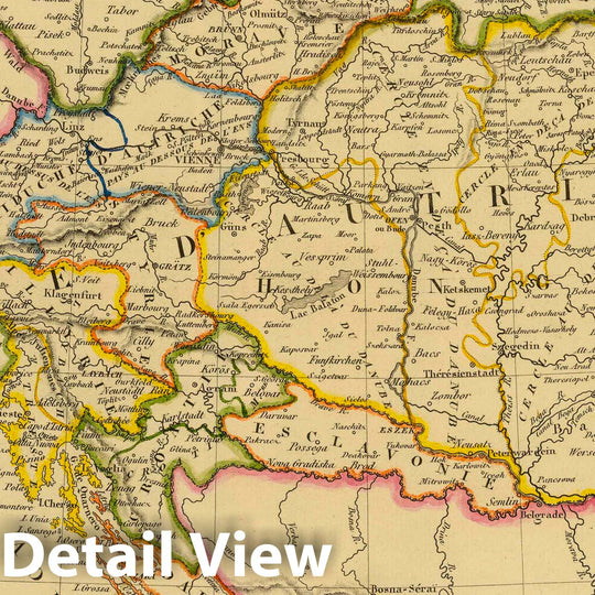 Historic Map : Austria; Czech Republic, 1837 Empire d'Autriche. , Vintage Wall Art