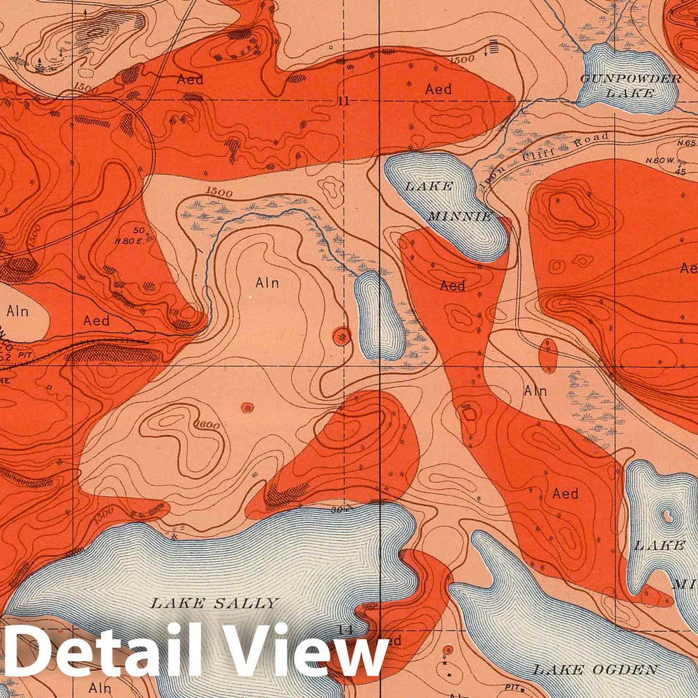 Historic Map : Geologic Atlas - 1896 Detailed Geology Sheet XXVIII. - Vintage Wall Art