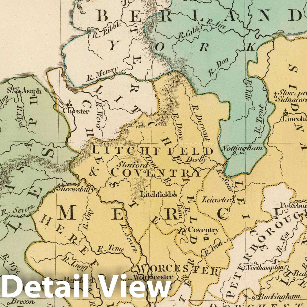 Historic Map : 1801 Dioceses of England. - Vintage Wall Art