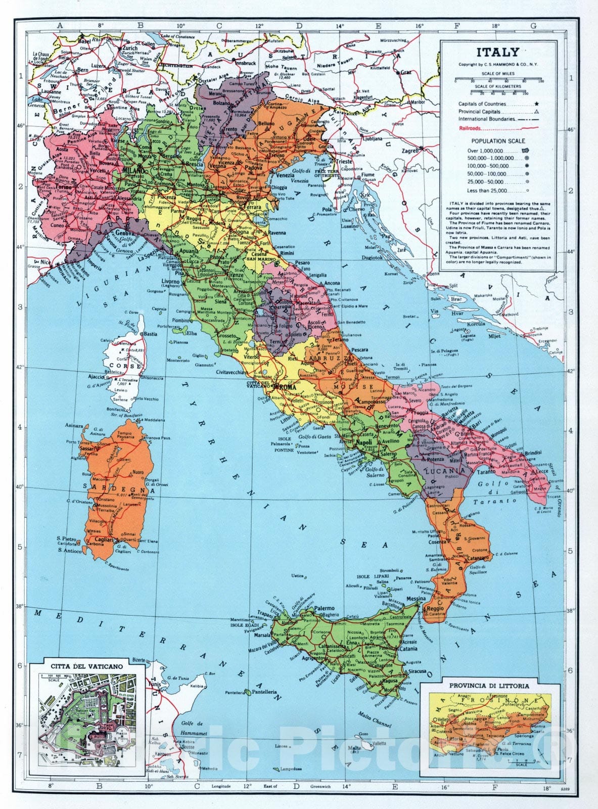 Historic Map : 1948 Italy. v1 - Vintage Wall Art