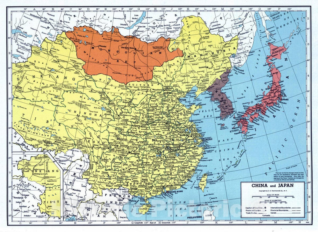 Historic Map : 1948 China and Japan. - Vintage Wall Art