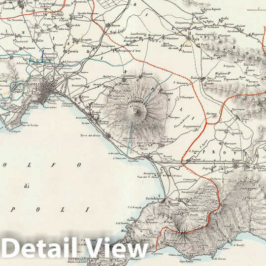 Historic Map : Italy, Naples Region (Italy) 1845 Carta de' contorni di Napoli. , Vintage Wall Art