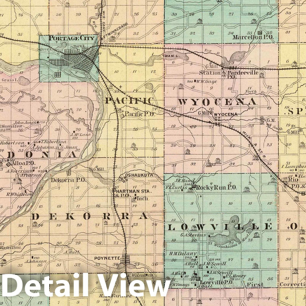 Historic Map : 1878 Map of Columbia County, State of Wisconsin. - Vintage Wall Art