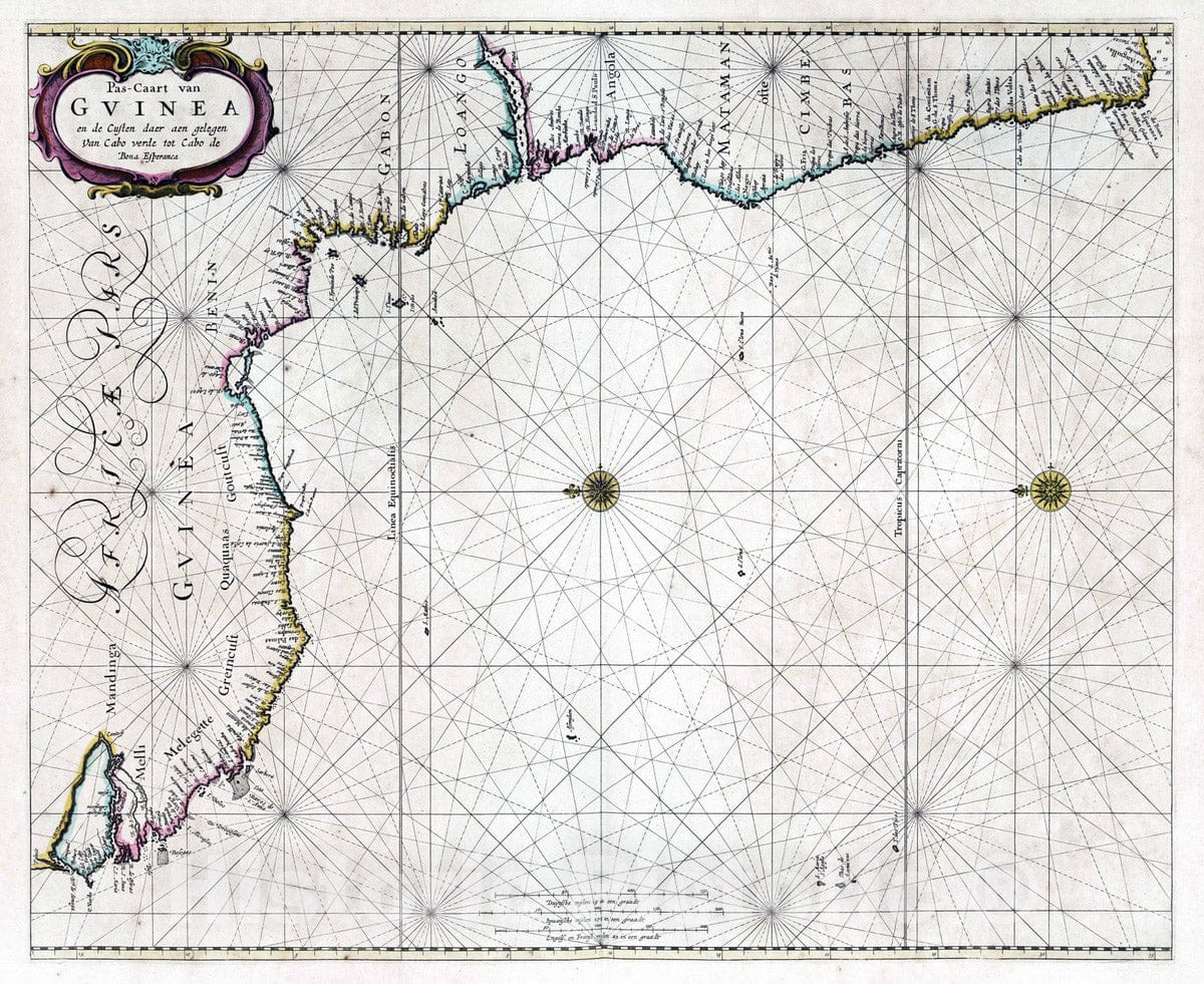 Historic Map : West Coast of Africa 1667 Pas-Caart van Guinea. , Vintage Wall Art