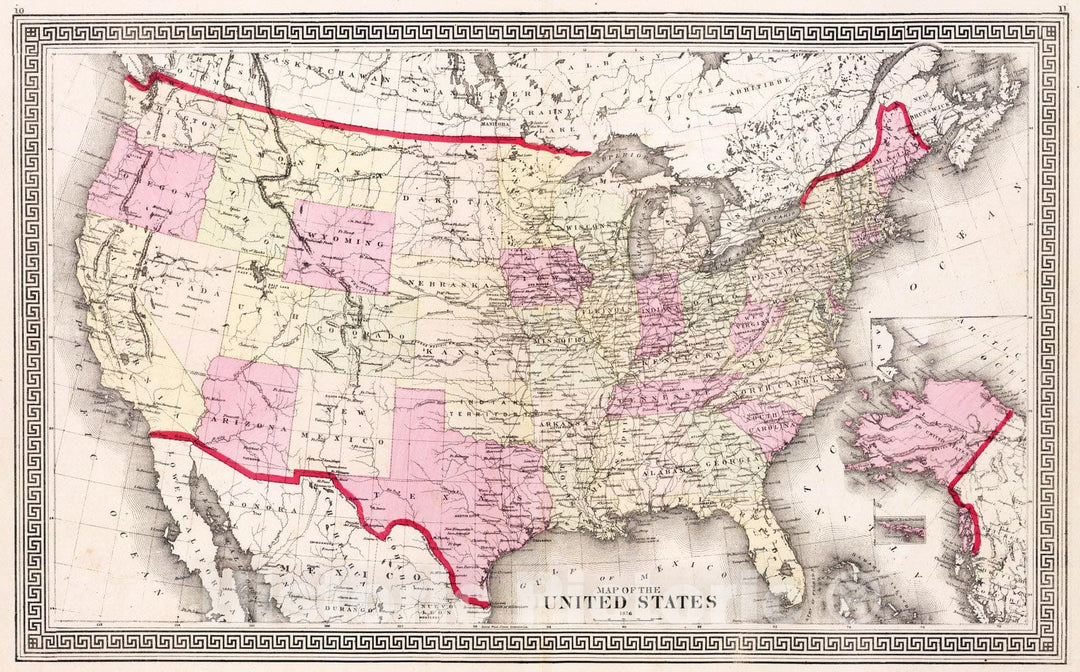 Historic Wall Map : 1876 Map of the United States. - Vintage Wall Art