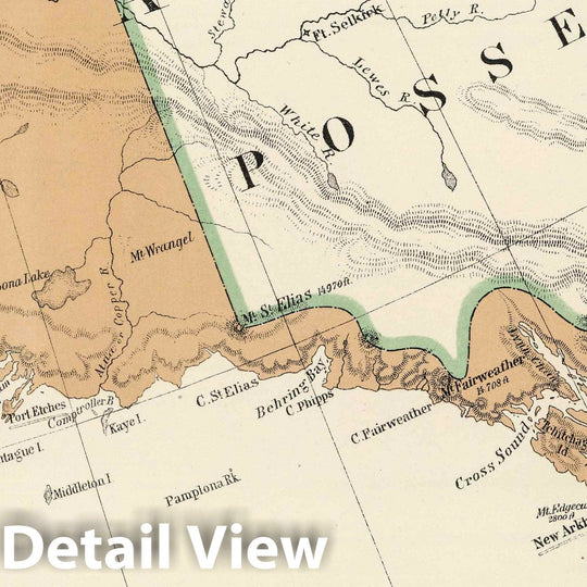 Historic Map : 1867 U.S. Coast Survey Northwestern America (portion). - Vintage Wall Art