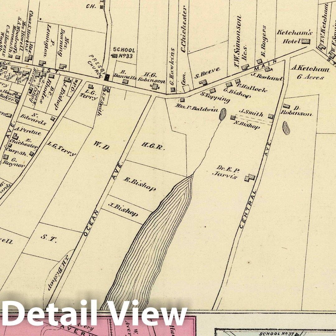 Historic Map : 1873 Centre Moriches, Eastport, Blue Point, in Brookhaven and Southampton. Long Island. - Vintage Wall Art