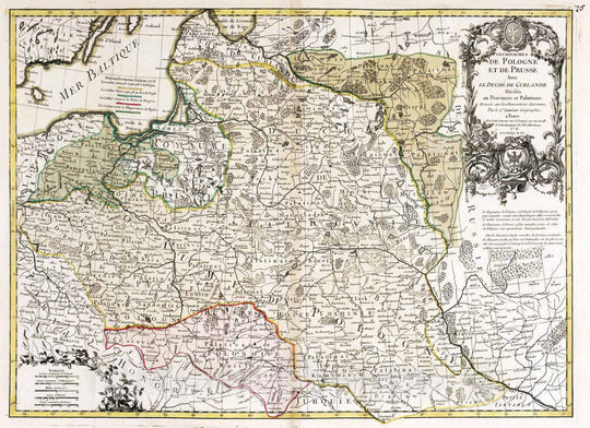 Historic Map : Poland, Europe, Central 1774 Le Royaume de Pologne et de Prusse , Vintage Wall Art