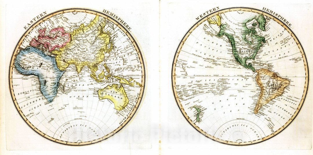 Historic Map : 1822 Western Hemisphere. - Vintage Wall Art