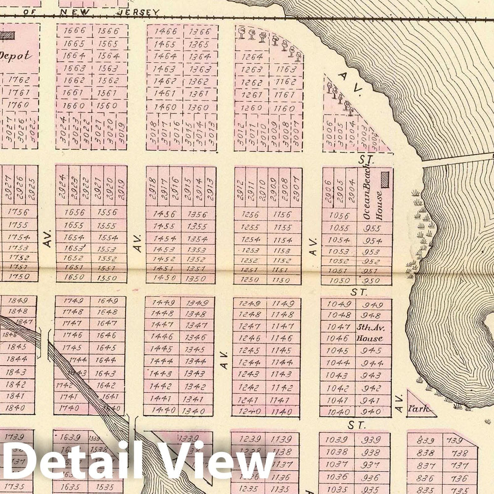 Historic Map : 1878 Ocean Beach. - Vintage Wall Art